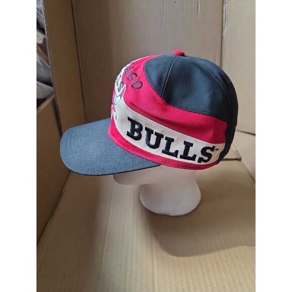 Vintage Chicago Bulls NBA Basketball Hat Cap Black Red Snapback Twins - Picture 3 of 12
